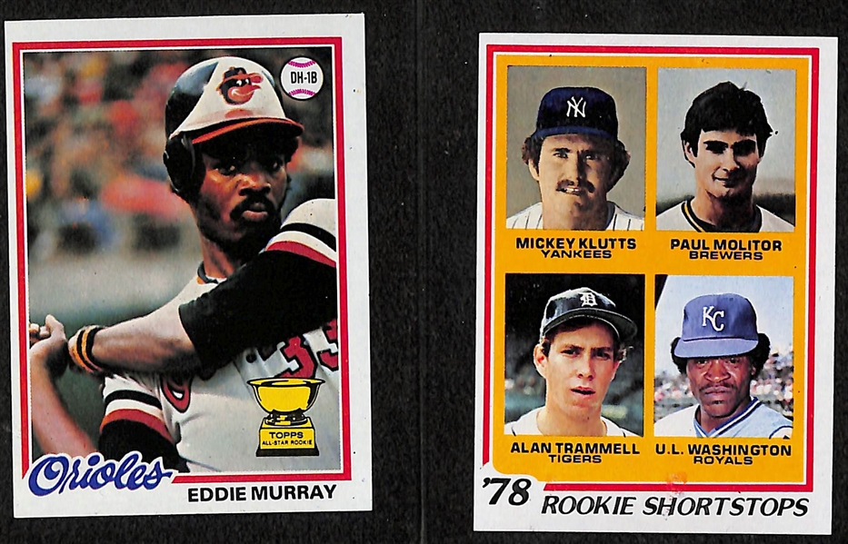  1978 Topps Baseball Complete Set of 726 Cards w. Eddie Murray Rookie & Molitor/Trammel Rookie Card
